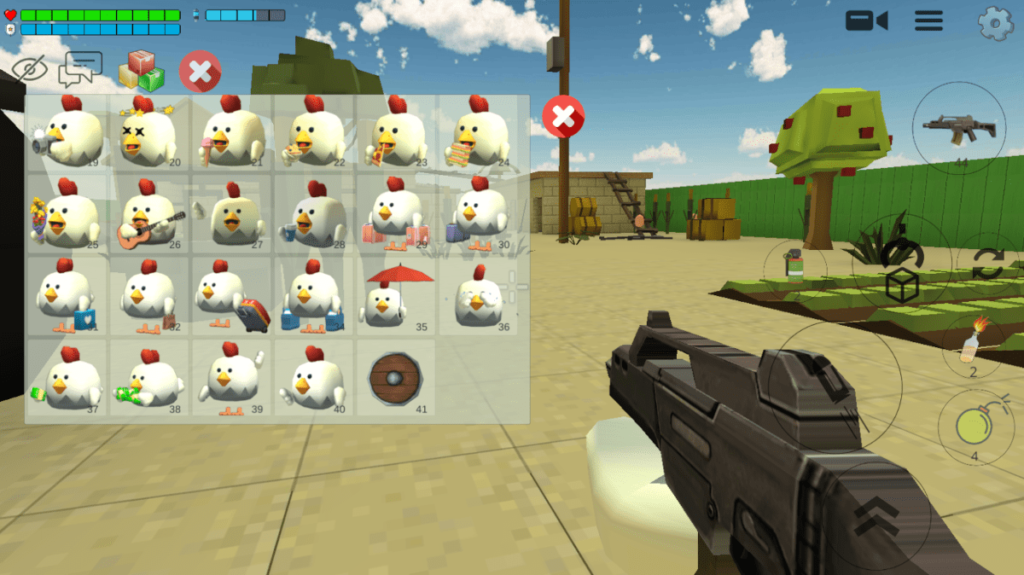 Выбор скина персонажа Chicken Gun